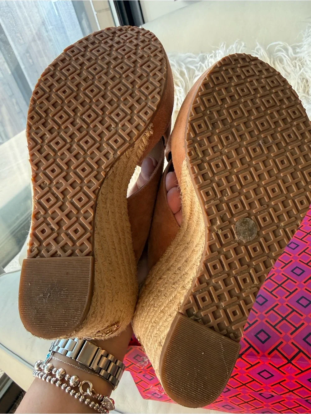 Tory Burch Bailey 110mm Wedge Mule | New Cuoio Suede | Size 6